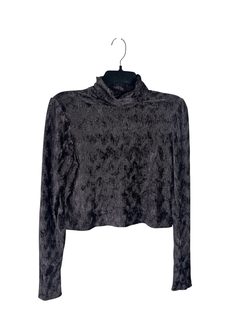 SHEIN Black Mock Neck Long Sleeve Top Size S